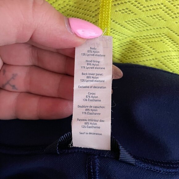 Ivivva by Lululemon Girls 12 Navy Blue Green Athletic Jacket Hooded Pockets - Picture 10 of 10